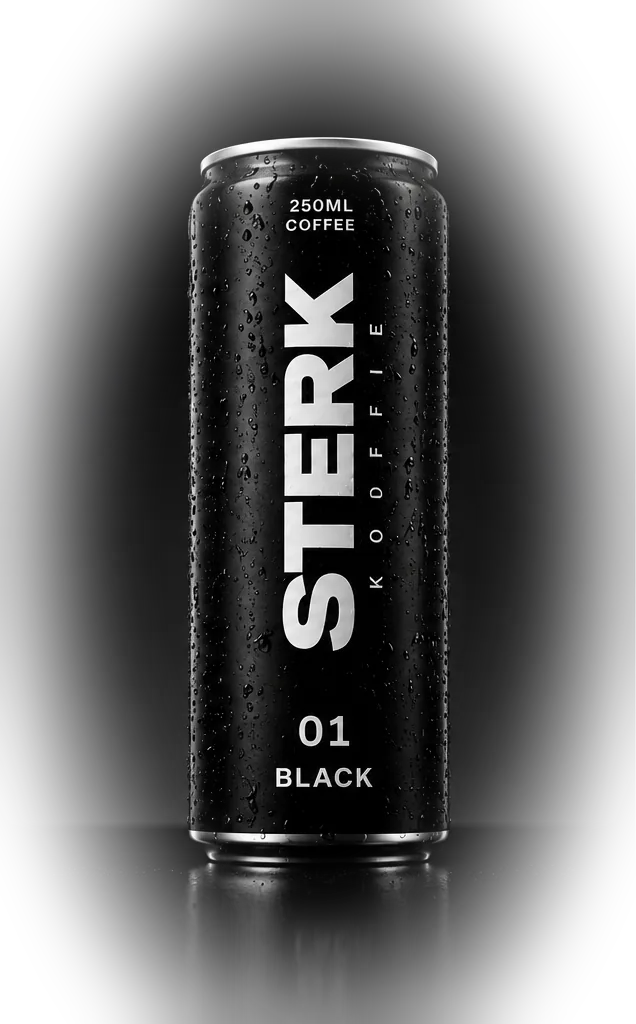 STERK BLACK canned coffee, ijskoud met condens